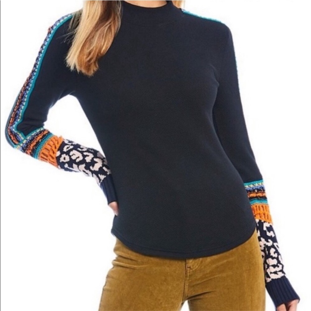 Free People Black Sweater with Multicolor Accents - Picture 3 of 9